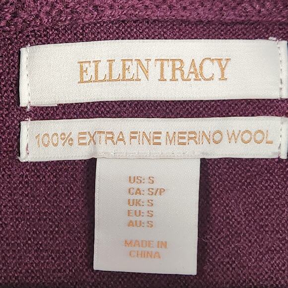 Ellen Tracy Extra Fine Merino Wool Pullover Sweater Women S Burgundy Toggle Cowl - Picture 3 of 12